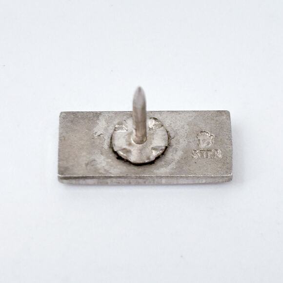 Vintage Sterling Silver 925 HR Block Tie Tack Pin Brooch - Picture 5 of 9